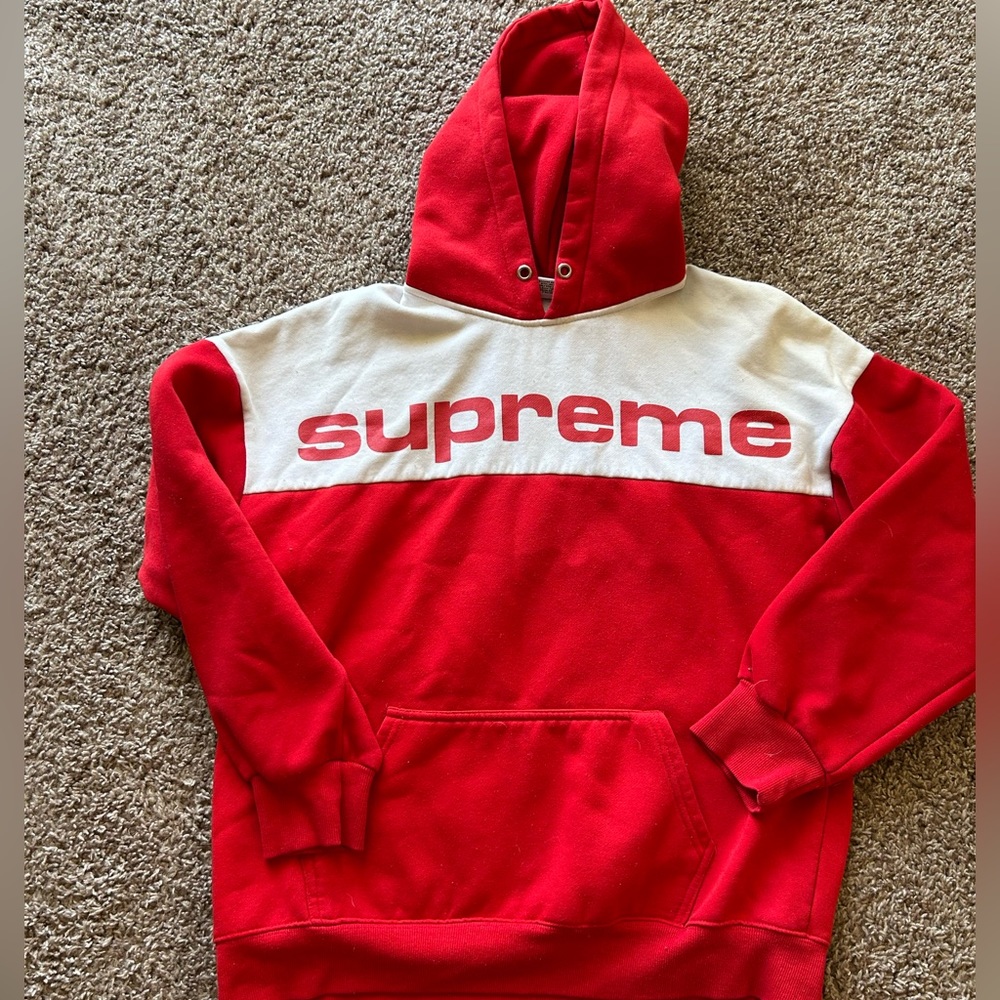 Supreme Red and White Hoodie